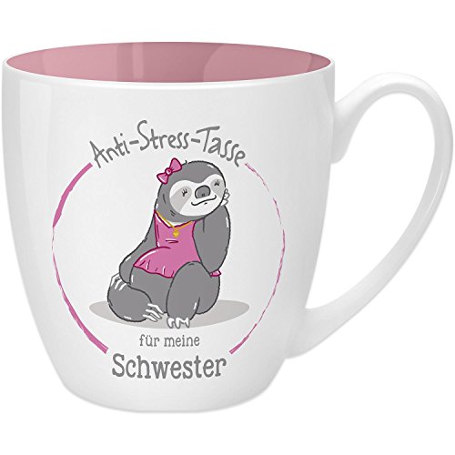 GRUSS & CO Anti-Stress-Tasse Motiv Schwester | Tasse mit Spruch, 45 cl, New Bone China | Geschenk für Sie | 45507, 1 Stück (1er Pack) von GRUSS & CO