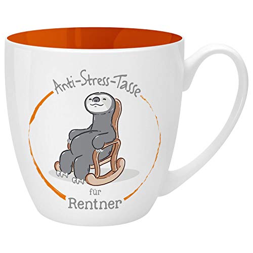 GRUSS & CO Anti-Stress-Tasse Motiv "Rentner" | Tasse mit Spruch, 45 cl, New Bone China | Geschenk lustig | 46263 von GRUSS & CO