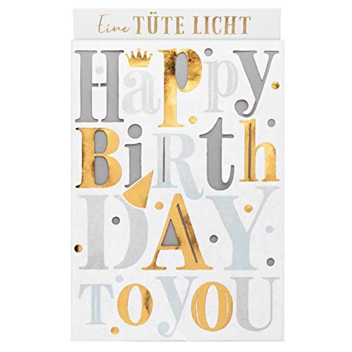 Sheepworld, Gruss und Co - 47271 - Licht Tüte, Geburtstag, Happy Birthday to You, Papier, schwerentflammbar, mit Teelicht, 10,5cm x 15cm x 7cm von Gruss und Co