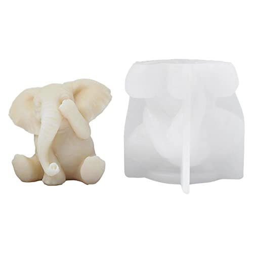 Gruwkue 3D-Elefant-Silikonform, Tierkerzen-Seifenform, Elefanten-Silikonform Für Fondant, Schokolade, Kuchendekoration, Kerze, Seife, Polymerton, Gipsornament, Kunstharz von Gruwkue