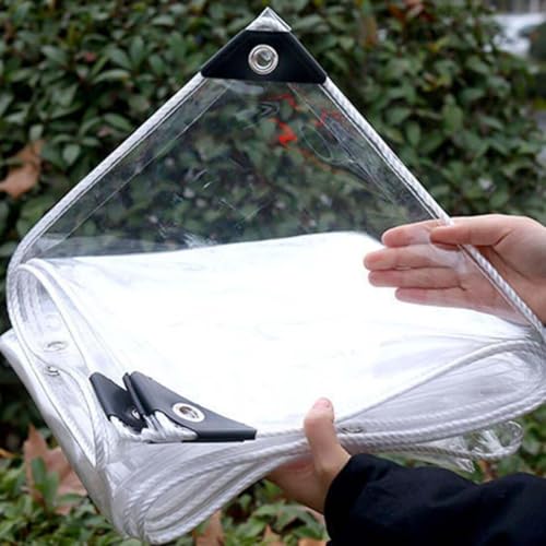 Gruytoie Plane Transparent mit ösen, Abdeckplane Wasserdicht mit Seil, 350g/m² PVC Outdoor Vorhang für GartenmöBel GewäChshaus Pavillon Balkon von Gruytoie