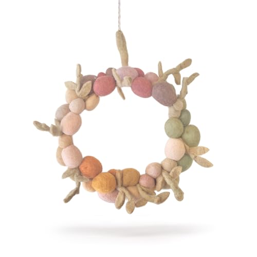Gry & SIF Pastellfarbener Osterkranz | handgemacht | Türkranz mit Ostereiern aus Filz, Fairtrade | Kranz mit Eiern zum Aufhängen als Osterdeko | ⌀ 26cm Gry & SIF Pastellfarbener Osterkranz | handgemacht | Türkranz mit Ostereiern aus Filz, Fairtrade | Kranz mit Eiern zum Aufhängen als Osterdeko | ⌀ 26cm von Gry & Sif