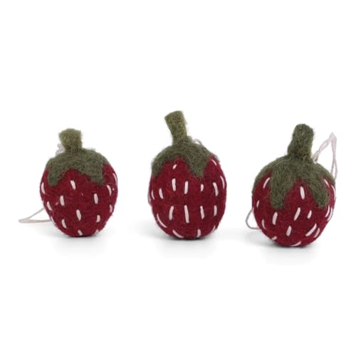 Gry & Sif - 12714 - Baumanhänger, Set aus 3 Erdbeeren, rot, Filz, 3cm, Handarbeit Gry & Sif - 12714 - Baumanhänger, Set aus 3 Erdbeeren, rot, Filz, 3cm, Handarbeit von Gry & Sif