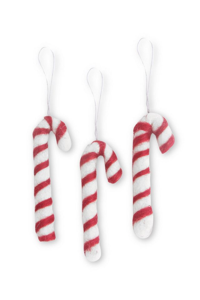 Gry & Sif Hängedekoration Filzanhänger 3er Set - ZUCKERSTANGEN - rot/weiß Gry & Sif Hängedekoration Filzanhänger 3er Set - ZUCKERSTANGEN - rot/weiß von Gry & Sif