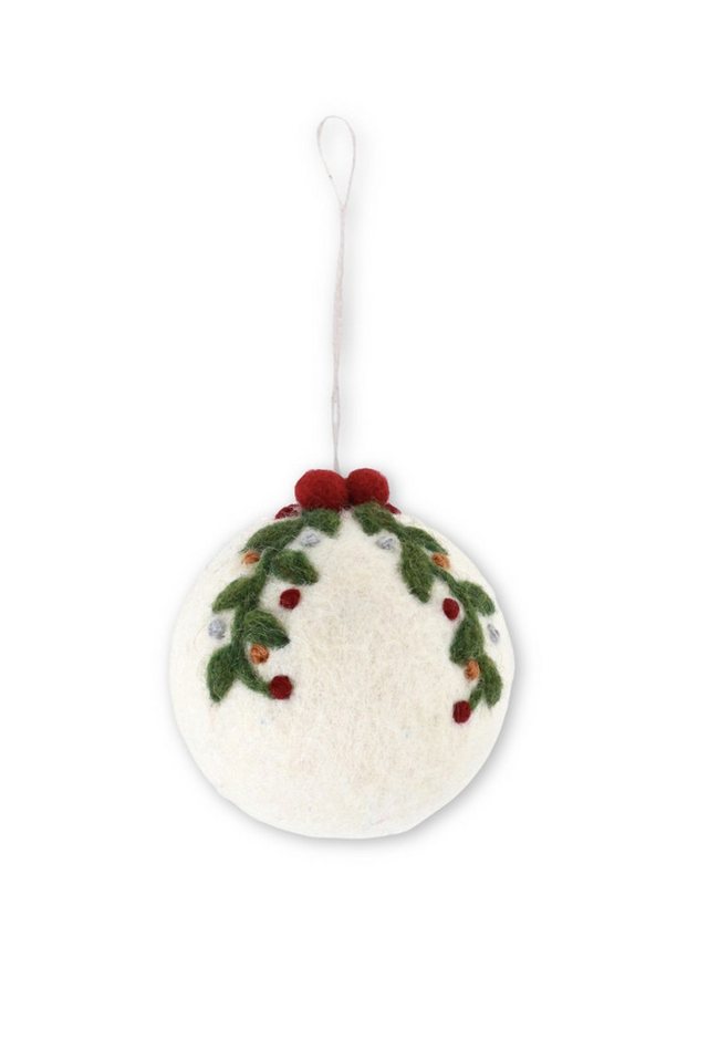 Gry & Sif Hängedekoration Filzanhänger - WEIHNACHTSKUGEL GIRLANDE - weiß von Gry & Sif