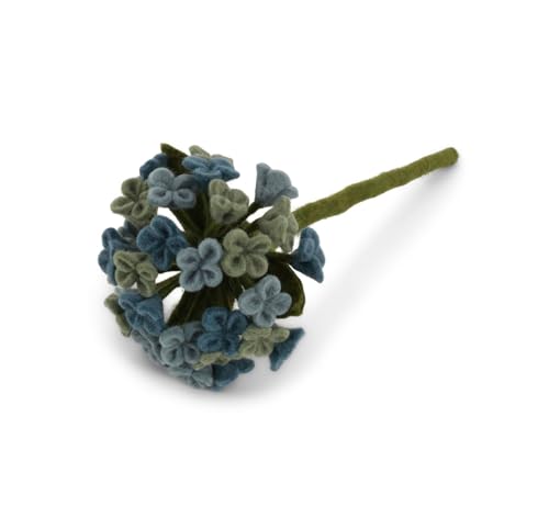 Gry & Sif Handgemacht & Fairtrade-Zertifiziert Stilvolles Design X Kunsthandwerker aus Nepal | Künstliche Hydrengeas aus Filz - Künstliche Blumen für Wohnzimmerdekoration | Hellblau von Gry & Sif