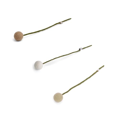 Gry & Sif Handgemacht & Fairtrade-Zertifiziert Stilvolles Design X Kunsthandwerker aus Nepal | Künstliche Punktblumen aus Filz - Künstliche Blumen für Wohnzimmerdekoration | Beige | 3er-Set von Gry & Sif