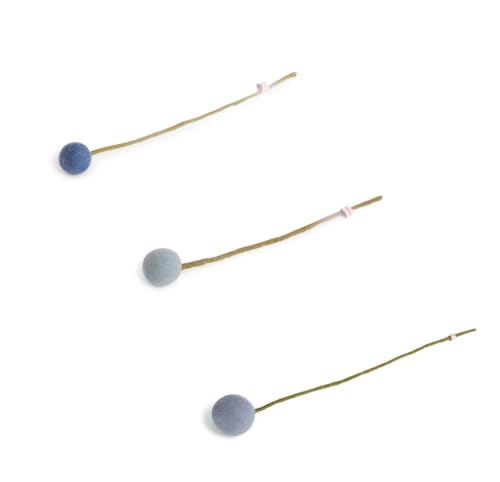 Gry & Sif Handgemacht & Fairtrade-Zertifiziert Stilvolles Design X Kunsthandwerker aus Nepal | Künstliche Punktblumen aus Filz - Künstliche Blumen für Wohnzimmerdekoration | Blau | 3er-Set von Gry & Sif