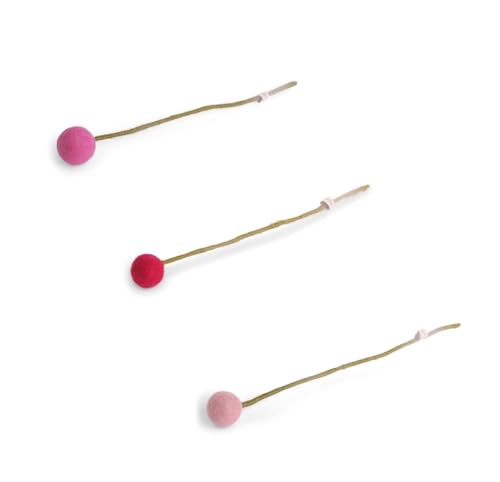 Gry & Sif Handgemacht & Fairtrade-Zertifiziert Stilvolles Design X Kunsthandwerker aus Nepal | Künstliche Punktblumen aus Filz - Künstliche Blumen für Wohnzimmerdekoration | Cerise | 3er-Set von Gry & Sif