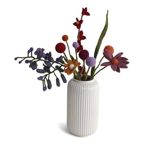 Gry & Sif Handgemacht & Fairtrade-Zertifiziert Stilvolles dänisches Design X Nepali Kunsthandwerker | Lalita Bouquet Kunstblumensträuße aus Filz für stilvolle Wohnzimmerdekoration | 11er Set von Gry & Sif