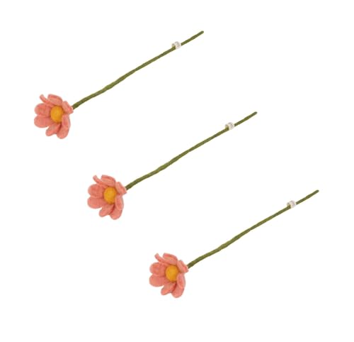 Gry & Sif Handgemacht & Fairtrade-Zertifiziert Stilvolles dänisches Design X Nepali Kunsthandwerker| Anemone Dusty Red aus Filz - Künstliche Blumen für Wohnzimmer Dekoration | Dusty Red | Set of 3 von Gry & Sif