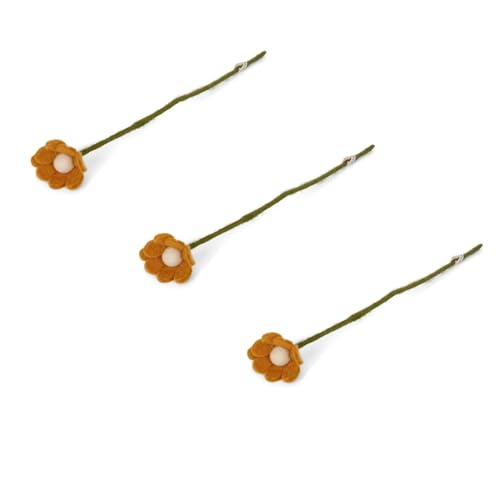 Gry & Sif Handgemacht & Fairtrade-Zertifiziert Stilvolles dänisches Design X Nepali Kunsthandwerker| Anemone Gelb aus Filz - Künstliche Blumen für Wohnzimmer Dekoration | Gelb | Set of 3 von Gry & Sif