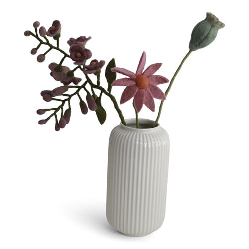 Gry & Sif Handgemacht & Fairtrade-Zertifiziert Stilvolles dänisches Design X Nepali Kunsthandwerker | Anju Bouquet Kunstblumensträuße aus Filz für stilvolle Wohnzimmerdekoration |3er Set von Gry & Sif