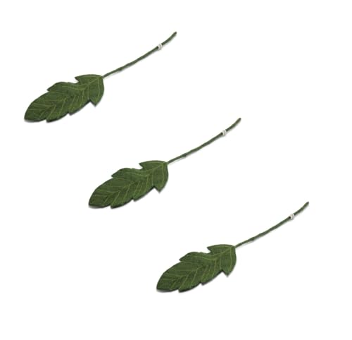Gry & Sif Handgemacht & Fairtrade-Zertifiziert Stilvolles dänisches Design X Nepali Kunsthandwerker| Dunkelgrünes Großes Blatt aus Filz - Künstliche Blumen für Wohnzimmer Dekoration | Grün | Set of 3 von Gry & Sif