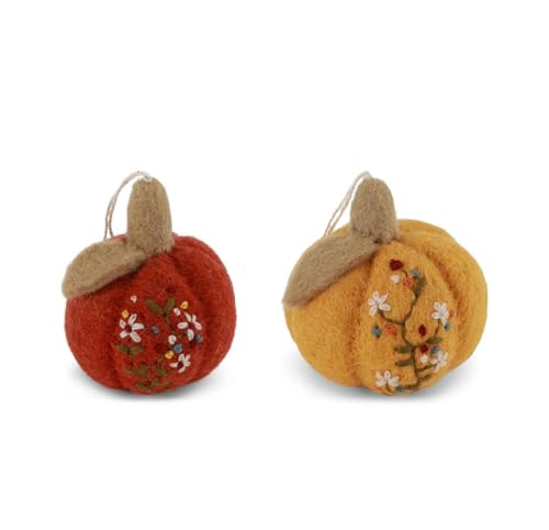 Gry & Sif Handgemacht & Fairtrade-Zertifiziert | Stilvolles dänisches Design X Nepali Kunsthandwerker | Kürbis mit Stickerei | 2er Set | Halloween-deko, Herbst-deko Gry & Sif Handgemacht & Fairtrade-Zertifiziert | Stilvolles dänisches Design X Nepali Kunsthandwerker | Kürbis mit Stickerei | 2er Set | Halloween-deko, Herbst-deko von Gry & Sif