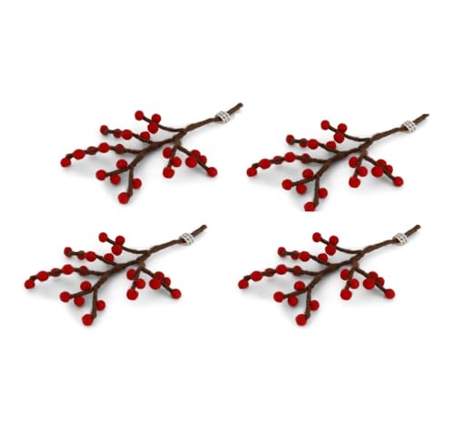 Gry & Sif Handgemacht & Fairtrade-Zertifiziert | Stilvolles dänisches Design X Nepali Kunsthandwerker | Mini-Zweig mit Leuchtend roten Beeren – 4er Set Gry & Sif Handgemacht & Fairtrade-Zertifiziert | Stilvolles dänisches Design X Nepali Kunsthandwerker | Mini-Zweig mit Leuchtend roten Beeren – 4er Set von Gry & Sif