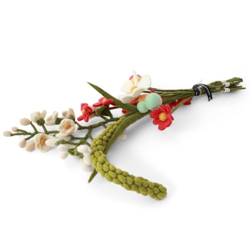 Gry & Sif Handgemacht & Fairtrade-Zertifiziert Stilvolles dänisches Design X Nepali Kunsthandwerker | Roshani Bouquet Kunstblumensträuße aus Filz für stilvolle Wohnzimmerdekoration | 11er Set von Gry & Sif