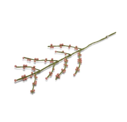 Gry & Sif Handgemacht & Fairtrade-Zertifiziert Stilvolles dänisches Design X Nepali Kunsthandwerker| Zweig mit Rosenbeeren aus Filz - Künstliche Blumen für Wohnzimmer Dekoration | Rose von Gry & Sif