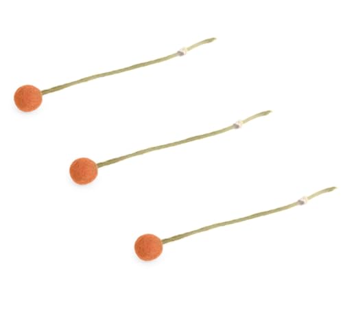 Gry & Sif Handgemacht & Fairtrade-Zertifiziert Stilvolles dänisches Design x Kunsthandwerker aus Nepal | Dot Flowers aus Filz - Künstliche Blumen für Wohnzimmerdekoration | Orange | 3er-Set von Gry & Sif