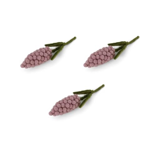 Gry & Sif Handgemacht & Fairtrade-Zertifiziert Stilvolles dänisches Design x Kunsthandwerker aus Nepal | Perlenhyazinthen aus Filz - Künstliche Blumen für Wohnzimmerdekoration | Lavendel |3er-Set von Gry & Sif