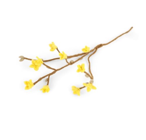 Gry & Sif Handgemacht & Fairtrade-Zertifiziert Stilvolles dänisches Design x Napali Kunsthandwerker | Zweige aus Filz - Künstliche Blumen für Wohnzimmerdekoration | Gelb von Gry & Sif
