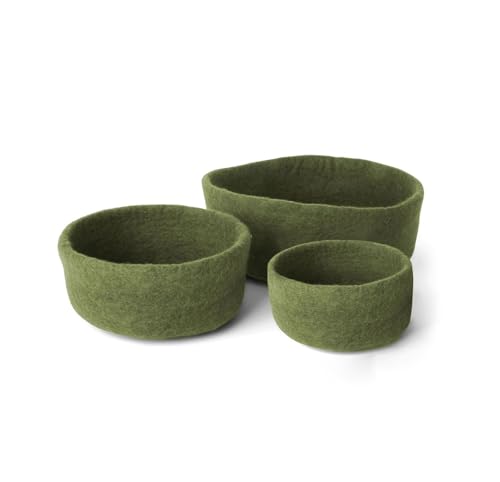 Gry & Sif Handgemacht & Fairtrade-zertifiziert Stilvolles dänisches Design x Napali Kunsthandwerker | Filzschalen für Osterkorb, Frühstückskorb, Organizer aus Filz | Kieferngrün | 3er-Set Gry & Sif Handgemacht & Fairtrade-zertifiziert Stilvolles dänisches Design x Napali Kunsthandwerker | Filzschalen für Osterkorb, Frühstückskorb, Organizer aus Filz | Kieferngrün | 3er-Set von Gry & Sif