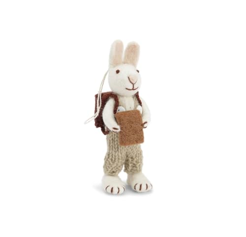 Gry & Sif Handmade & Fairtrade Certified Stylish Danish Design X Artisans from Nepal | Tier-Figuren aus Filz - Hasenfamilie | Deko-Figuren zum Hinstellen | White | 12cm von Gry & Sif