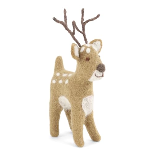 Gry & Sif Rentier, Weihnachtsdeko, Adventsdekoration, Filzdekoration, Tischdekoration, Fairtrade, Handmade, Mitbringsel, Geschenkidee (braun, groß) von Gry & Sif