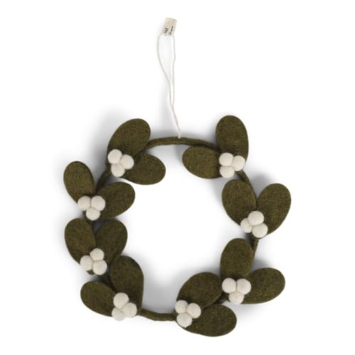 Gry & Sif Türkranz, Mistelzweigkranz, Filzdekoration, Handmade, Fairtrade, Kranz zum aufhängen als Weihnachtsdeko, Geschenkidee, Zeitlose Dekoration, Wohndeko (15cm) von Gry & Sif