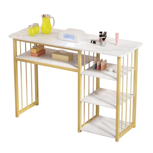 Gryphvex Manikürtisch, Nagelschreibtisch, Maniküre Tisch Nagelstation, Marmorierungstextur Maniküre Schreibtisch, Nagel Tech Schreibtisch für Schönheitssalon Spa, 100 x 40 x 76 cm von Gryphvex