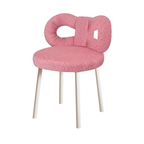 Gryphvex Schminktisch Stuhl, schminkhocker mit schleifenlehne, Wohnzimmer, Frauen, mädchen, Schlafzimmer, schminkstuhl, armfreier frisiertischstuhl, beistelltisch (Pink) von Gryphvex