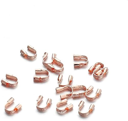100 Stück rotgoldene Draht-Schutzhüllen, 4,5 x 4 mm, U-förmige Schlaufen für Schmuckherstellung, Perlenstickerei und Schmuckherstellung von Gryshanyun