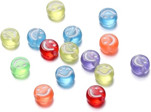 Perlen mit lächelndem Gesicht zur Schmuckherstellung, 7 mm, gemischte Farben, Bastelbedarf, flache runde Perlen für Schmuckherstellung, Ohrringe, 100 Stück Perlen mit lächelndem Gesicht zur Schmuckherstellung, 7 mm, gemischte Farben, Bastelbedarf, flache runde Perlen für Schmuckherstellung, Ohrringe, 100 Stück von Gryshanyun