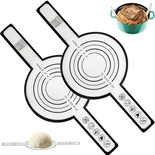 2 Pcs Silikon Backmatte,Backmatte Brot, Silikon Backmatte Für Dutch Oven,Wiederverwendbare Teigtropfen Backmatte Ofenzubehör,Für Brottopf, Teigmatte Mit Teigschaber&Backpinsel. von Gsedaox