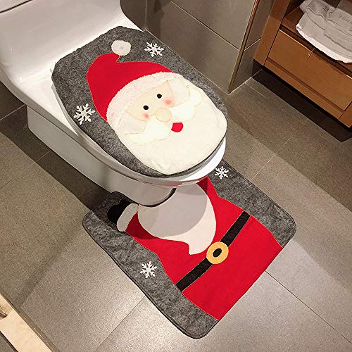 Gshy Hohe Qualität Weihnachten Badematten Set Toiletten Sitzbezug Weihnachtsmann Schneemann Toilettendeckelbezug WC Deckel Weihnachtsschmuck (style2) von Gshy