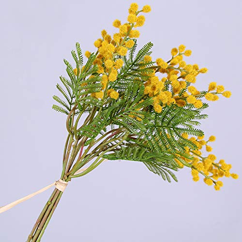 Gshy Kunstblume, Gelb, künstliche Akazie, Kunstpflanzen, Blumen, Haus, Hochzeit, Dekoration, Schlafzimmer, Zubehör, DIY, 1 Blumenstrauß von Gshy