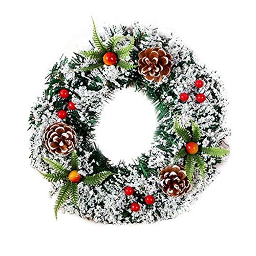 Gshy Weihnachtskranz, Schnee, Tannenzapfen, Beeren, Girlande für Fenster, Tür, Vorderseite, Dekoration, 30 cm von Gshy