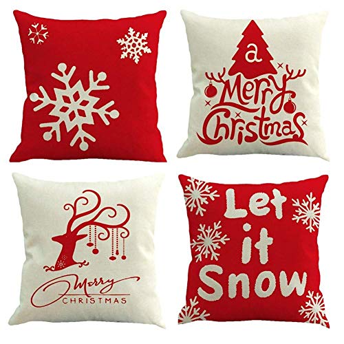 Gspirit 4 Stück Kissenbezug Frohe Weihnachten Dekorative Kissenhülle Winter Schneeflocke Elk Weihnachtsbaum Muster Baumwolle Leinen Werfen Sie Kissenbezüge 45x45 cm Gspirit 4 Stück Kissenbezug Frohe Weihnachten Dekorative Kissenhülle Winter Schneeflocke Elk Weihnachtsbaum Muster Baumwolle Leinen Werfen Sie Kissenbezüge 45x45 cm von Gspirit