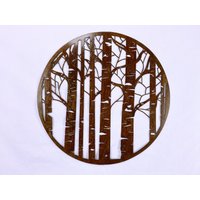 Espen Bäume Rustikale Patina Metallwandkunst von Gsquaredmetalart