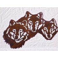 Wolf Trio Metall Wandkunst in Rost-Optik Wolf Trio Metall Wandkunst in Rost-Optik von Gsquaredmetalart