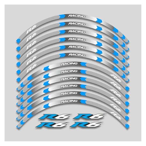 GsvUbd Für Y&amaha YZF R6 für YZFR6 43,2 cm Motorrad-Radaufkleber Reflektierende Streifen Felge Reifen Wasserdicht Dekorative Aufkleber Set Felgenband Aufkleber (1 Stil B Blau) von GsvUbd
