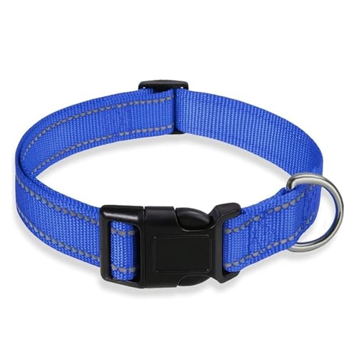 Haustierhalsbänder Reflektierendes Hundehalsband mit verstellbarem Sicherheitsleinenhalsband Robustes verstellbares Haustierhalsband aus Nylon(Blue,M) von GsvUbd
