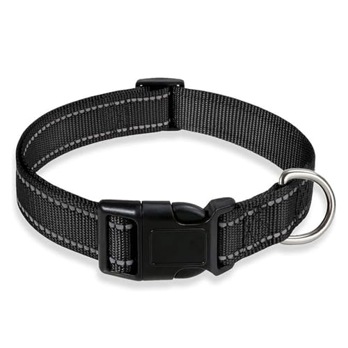 Haustierhalsbänder Reflektierendes Hundehalsband mit verstellbarem Sicherheitsleinenhalsband Robustes verstellbares Haustierhalsband aus Nylon(Noir,M) von GsvUbd