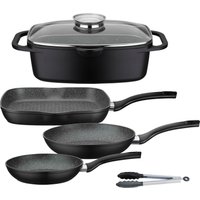 GSW Topf-Set "Gourmet Granit", Aluminiumguss, (Set, 5 tlg., 1 Bräter, 1 Grillpfanne Ø 28cm, je 1 Bratpfanne Ø 20/24cm, 1 Kochzange) von GSW