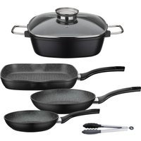 GSW Topf-Set "Gourmet Granit", Aluminiumguss, (Set, 5 tlg., 1 x Bräter, 1x Grillpfanne 28x28 cm, je 1x Bratpfanne Ø 20/24 cm), Induktion von GSW