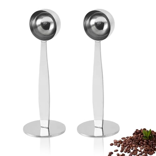 2 Stück 15 Ml Kaffeelöffel, 2-in-1 Kaffee-Messlöffel, Espresso-Kaffeelöffel Mit 50 Mm Tamper, Edelstahl-Esslöffel, Messlöffel von Gsycle