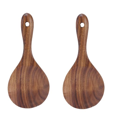 2PCS Reis Paddel, Servierlöffel Salat Zangen Reis Löffel Holz Reis Löffel Reis Löffel Paddel Reis Kocher Spatel Reis Kocher Löffel für Küche Kochen von Gsycle