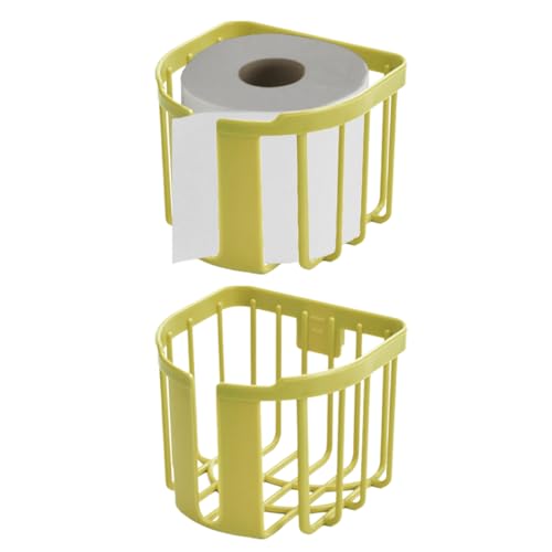 2 Stück Selbstklebender Toilettenpapierhalter, Wandmontage Kunststofffarbener Toilettenpapierrollenhalter Toilettenpapierspender für Badezimmer Wohnmobilaufbewahrung (Gelb) von Gsycle