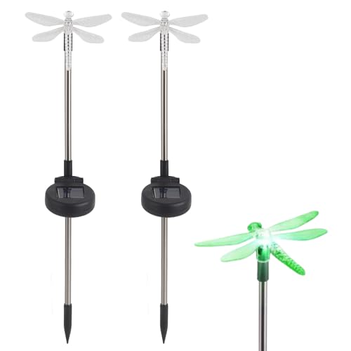 2PCS Libelle Dekor, einzigartige Libelle Solar Led Libelle Garten Dekor Garten Stake Licht für Garten Terrasse Hof Rasen von Gsycle