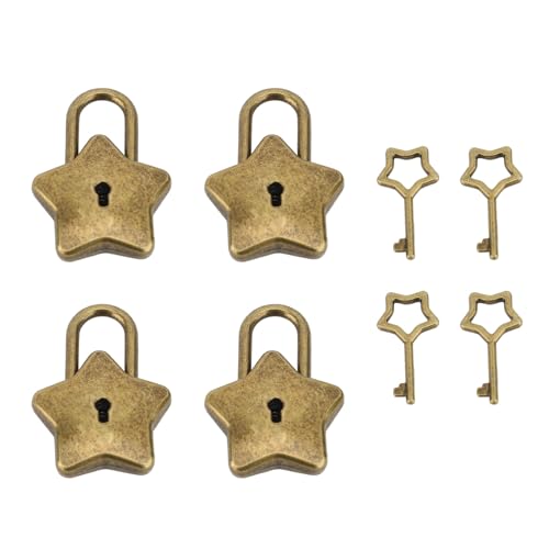 4 Set Treasure Brust Vorhängeschloss Mini Metall Diary Book Schmuckschachtel Dekorative Schloss mit wichtigen Antiquitätenstil -Mini -Archaisieren Vorhängeschloss für Schatzkisten (Antike Messing‌) von Gsycle